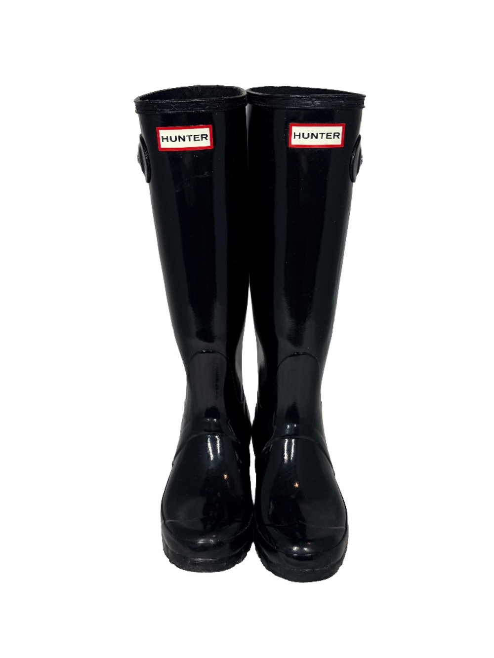 Hunter Women's Tall Back Adjustable Gloss Waterproof Rain Boots 5